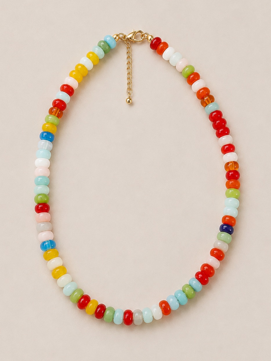 New! Preppy Colorful Mixed Glass Bead Necklace Nwot 5022